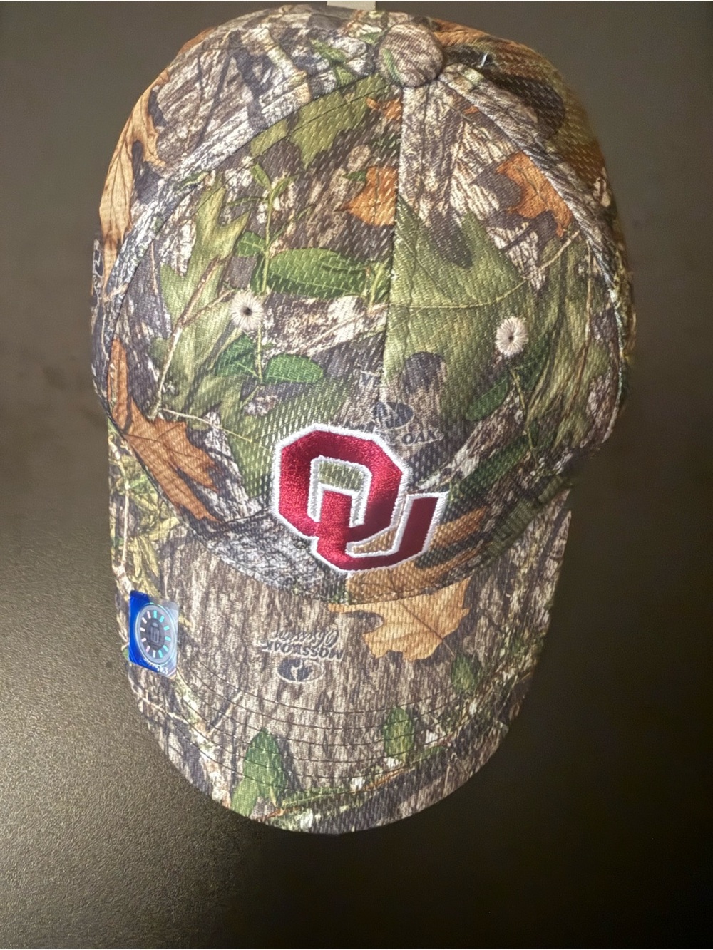 Oklahoma Sooners logo camo adjustable hat college hat
